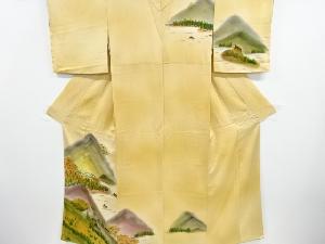 リサイクル　未使用品　手描き遠山に樹木風景模様訪問着